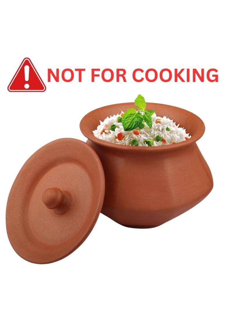 PALVIT CLAY ART GALLERY Biryani Handi Biryani Pot Pot for Cooking and Serving with Lid Stylish Clay Curd Pot Mitti | 800 ml | 27.1 fl oz - Indya