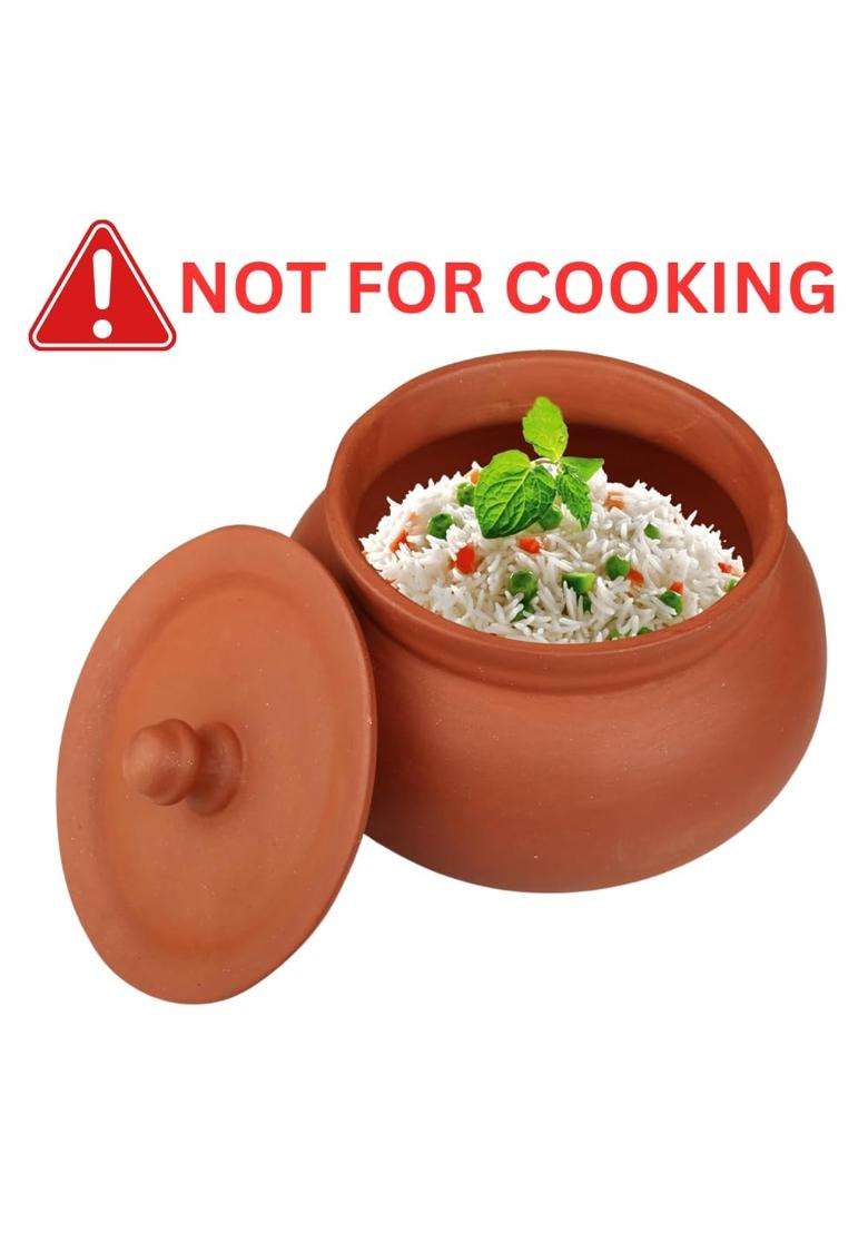 Bhanvi Unpolished Clay Curd Pot for Dahi | 1500 ml | 50.7 fl oz | Handcrafted | With Lid - Indya