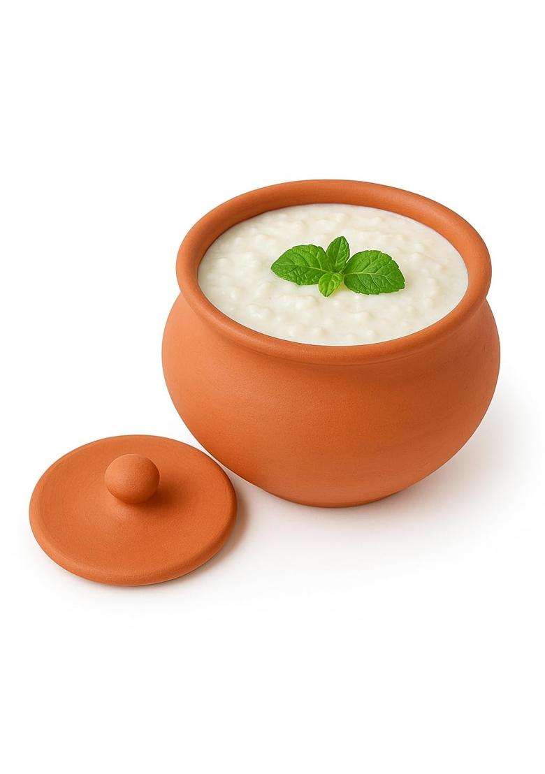 Clay Root Organic Clay Dahi Handi with Lid | 500 ml | 16.9 fl oz - Indya
