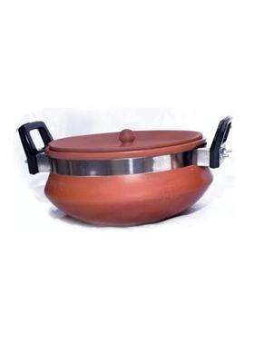 VINTICA Organic Clay Crafts Nonstick Handmade Clay Handi Cooking Pot for Cooking Clay Handi Mitti | 1000 ml | 33.8 fl oz | With Lid