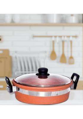 Terra Charms Clay KadhaiHeritage Clay Kadhai Wok Preserve Culinary Traditions At Home | 2 L | 2.1 Qt | With Lid