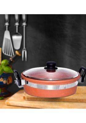 Terra Charms Clay KadhaiMitti Ki Stylish Kadhai Wok | 2 L | 2.1 Qt | With Lid