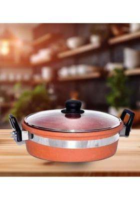 Terra Charms Clay KadhaiHealthy Cooking Mitti Ka Kadhai Wok Enhance Flavors Naturally | 2 L | 2.1 Qt | With Lid