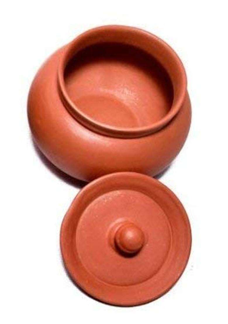 PALVIT CLAY ART GALLERY Stylish Clay Dahi Handi for Cooking | 1800 ml | 60.9 fl oz | Handcrafted - Indya