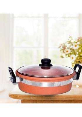 Terra Charms Clay KadhaiHandcrafted Mitti Ka Kadhai Wok Time-Honored Craftsmanship | 2 L | 2.1 Qt | With Lid