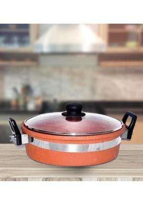 Terra Charms Clay KadhaiOrganic Mitti Ka Kadhai Wok Enhance Your Cooking Experience | 1.5 L | 1.6 Qt | With Lid