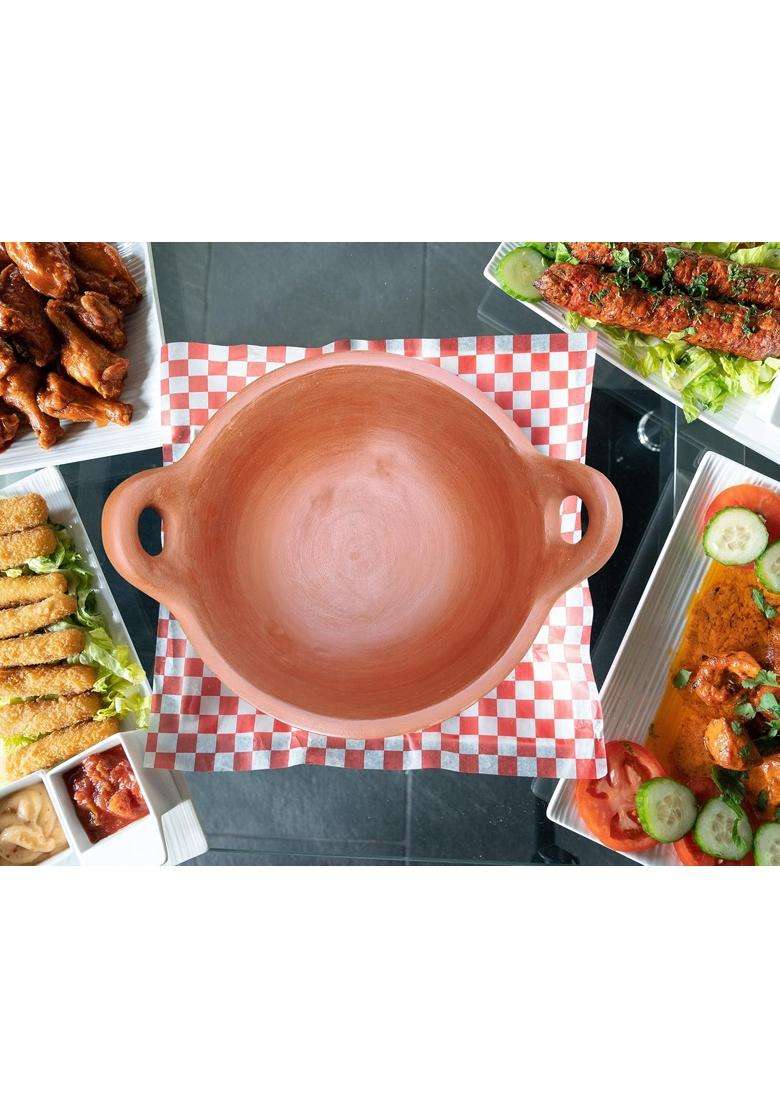 EZAHK Earthen Kadhai Wok Clay Pot for Cooking | 1.5 L | 1.6 Qt - Indya