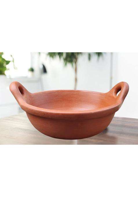 EZAHK Earthen Kadhai Wok Clay Pot for Cooking | 1.5 L | 1.6 Qt