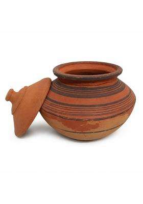 Matti Shree Natural Terracotta Clay Handi for Cooking with Lid | 2 L | 2.1 Qt | Unglazed