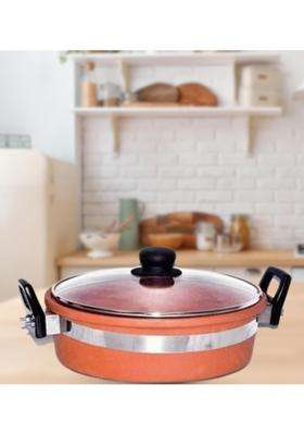 Terra Charms Clay KadhaiHeritage Mitti Ka Kadhai Wok Preserve Culinary Traditions At Home | 2 L | 2.1 Qt | With Lid