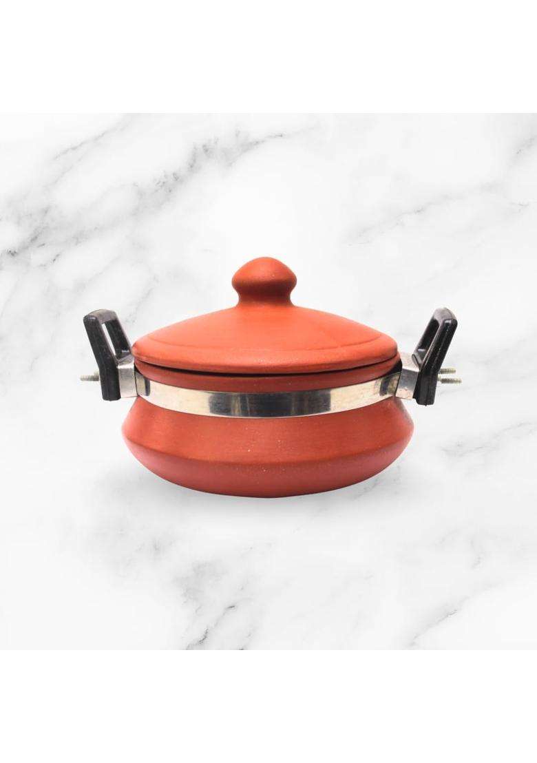 Terra Charms Clay Daal Handi Cooking Pot with Glass Lid | 1.5 L | 1.6 Qt | Non-Toxic - Indya
