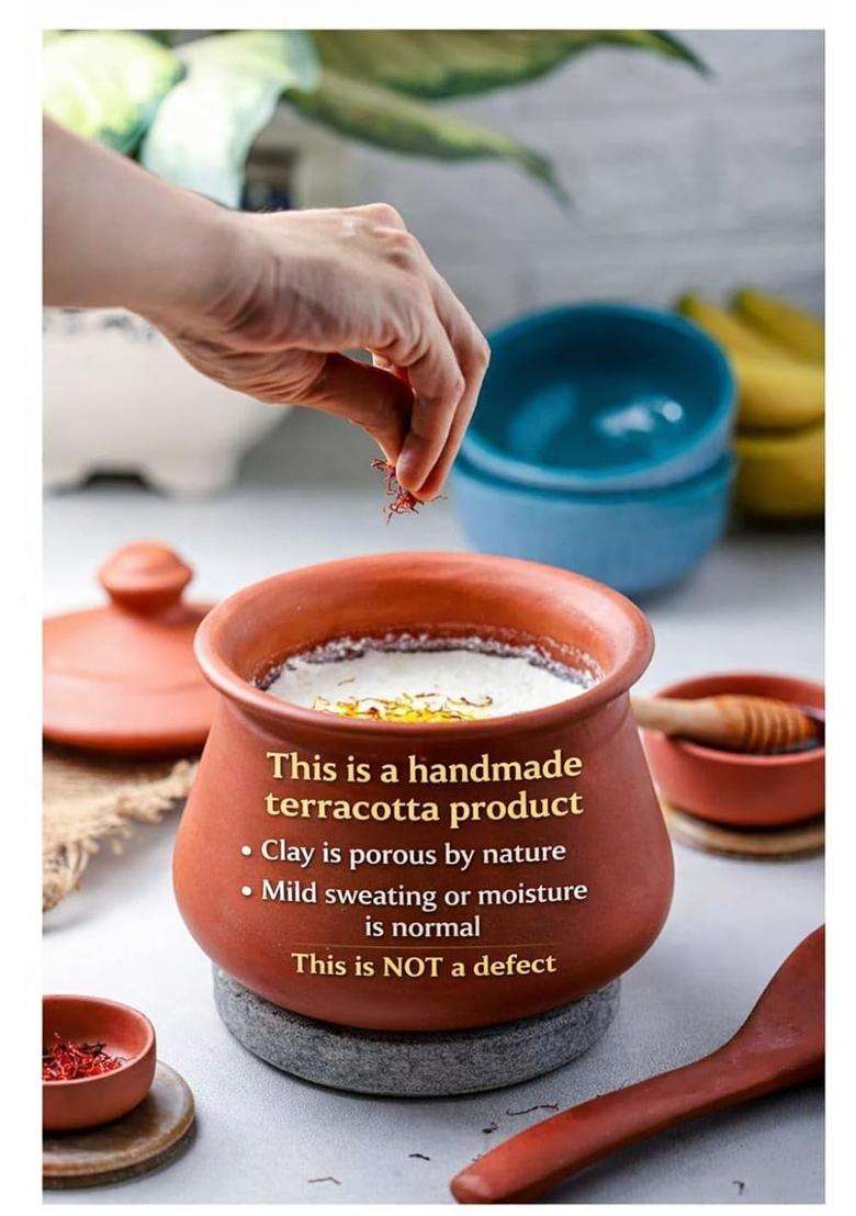 THE HANDICRAFTIAN Terracotta Serving Handi | 1 L | 1.1 Qt | Handcrafted - Indya