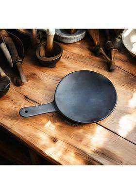 RAJENDER CLAY HANDICRAFT Premium Handcrafted Black Mitti Tawa Flat Griddle | Non-Toxic