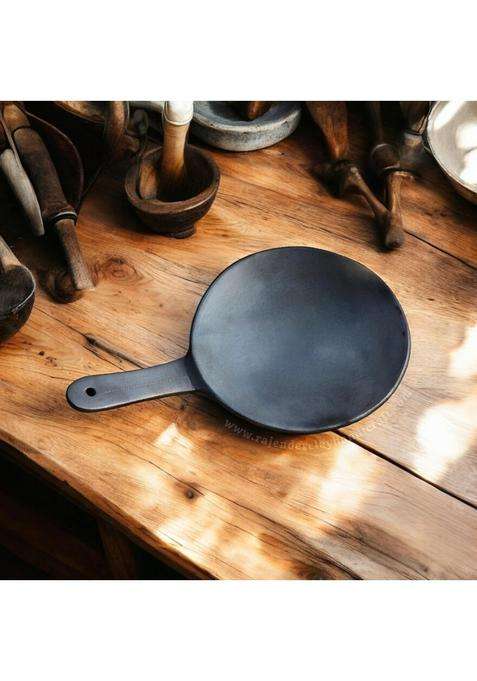 RAJENDER CLAY HANDICRAFT Premium Handcrafted Black Mitti Tawa Flat Griddle | Non-Toxic