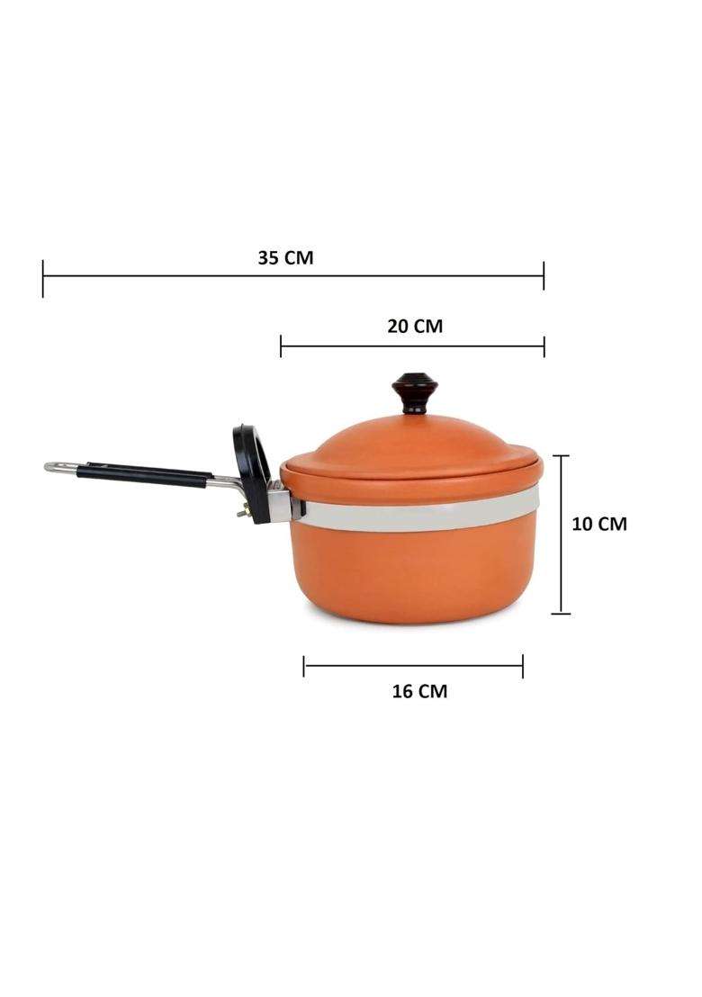 KSI Handmade Eco-Friendly Mitti Fry Pan with Lid | 1.5 L | 1.6 Qt - Indya