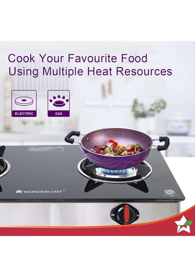 Wonderchef Venice Mini Kadhai Wok Pure-Grade Virgin Aluminium | 16 cm | 6.3 Inch | PFOA Free | Non-Stick - Indya