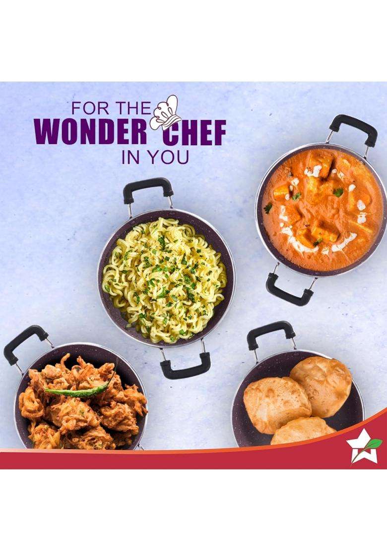 Wonderchef Venice Mini Kadhai Wok Pure-Grade Virgin Aluminium | 16 cm | 6.3 Inch | PFOA Free | Non-Stick - Indya