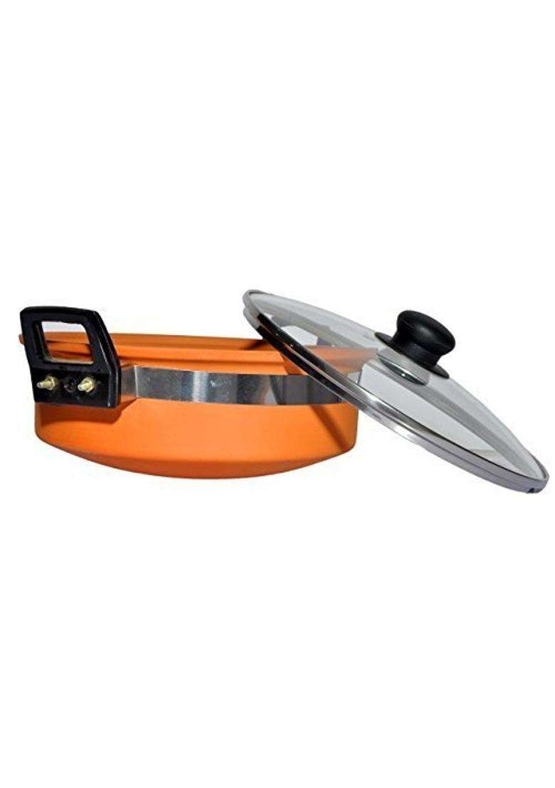 PALVIT CLAY ART GALLERY Terracotta Clay Kadhai Wok Large with Glass Lid | 2.5 L | 2.6 Qt - Indya