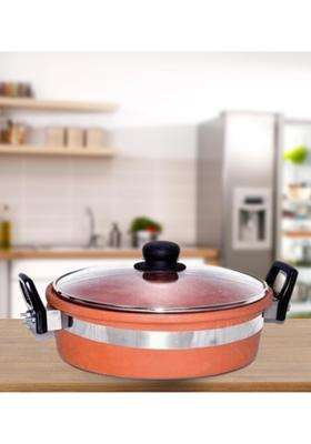 Terra Charms Clay KadhaiTraditional Naturally Healhty Clay Kadhai Wok for Making Tasty Food | 2 L | 2.1 Qt | With Lid