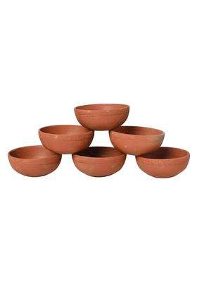 KSI Handmade Terracotta Clay Bowl Set Earthen Katori for Soup Dal Curry Kadhi Wok | 250 ml | 8.5 fl oz | Pack of 6 | Non-Toxic