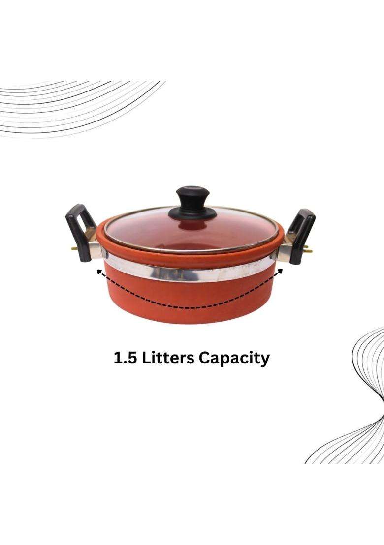 Terra Charms Clay Kadhai Wok | 1.5 L | 1.6 Qt | Handcrafted - Indya