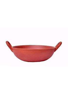 PALVIT CLAY ART GALLERY Terracotta Clay Earthen Kadhai Wok for Curry Dal Frying Vegetables | 2 L | 2.1 Qt