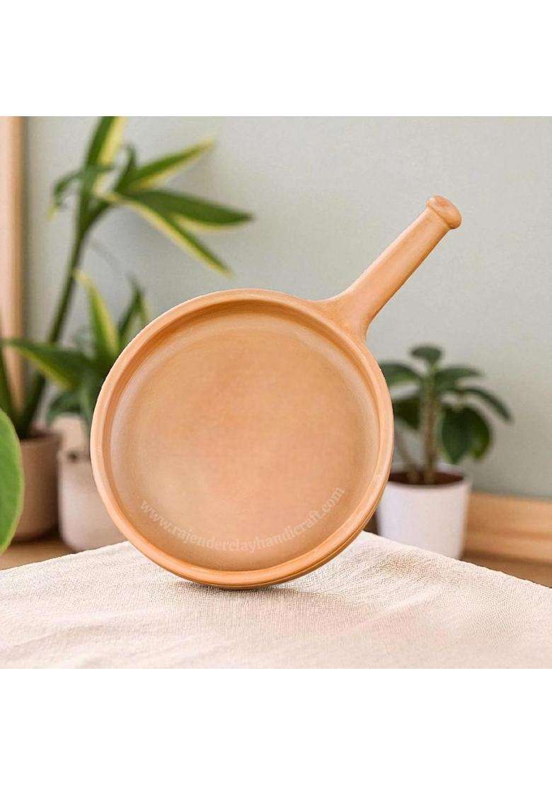 RAJENDER CLAY HANDICRAFT Eco-Friendly Mitti Fry Pan | 9 Inch | Handcrafted | Unglazed - Indya