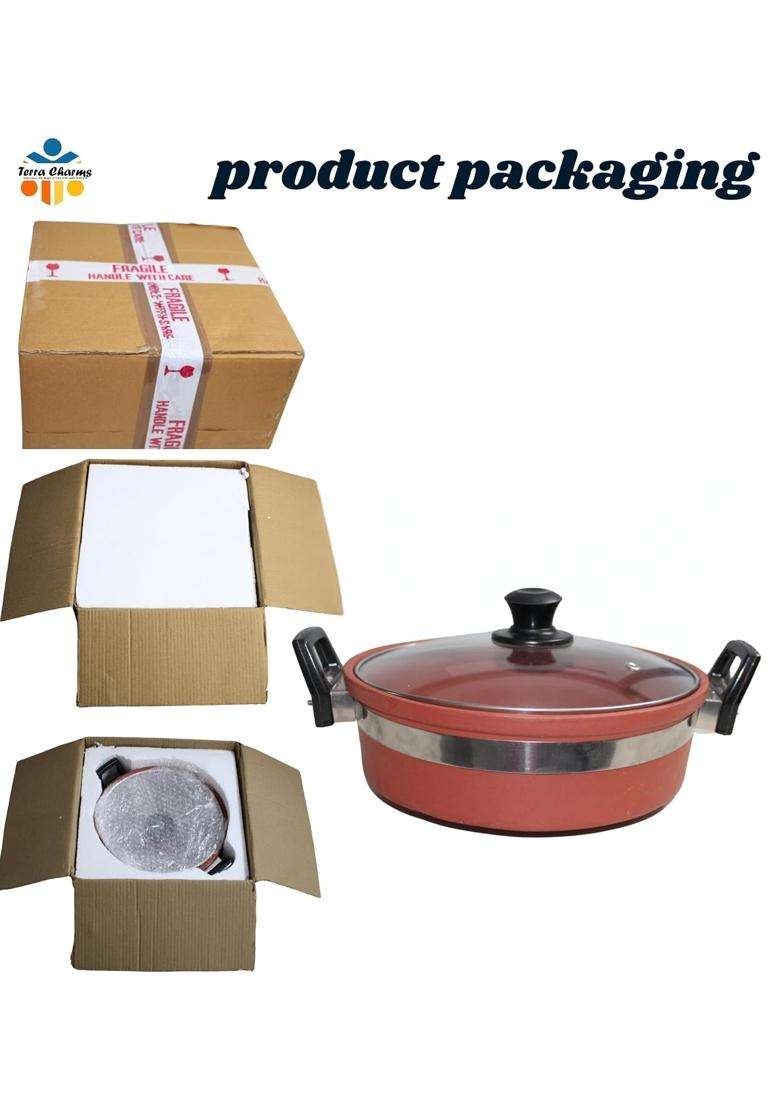Terra Charms Clay KadhaiOrganic Clay Kadhai Wok Enhance Your Cooking Experience | 1.5 L | 1.6 Qt | With Lid - Indya