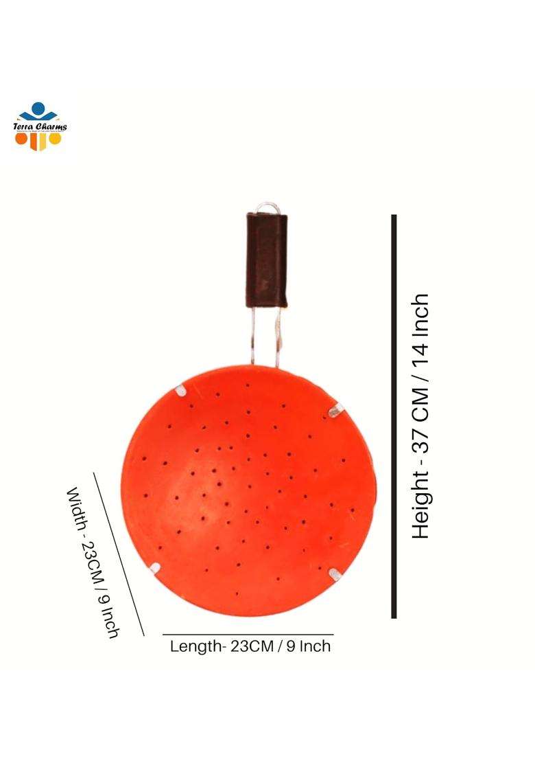 Terra Charms Tawa Flat Griddle Hole Roti with Stand | 10 Inch | Handcrafted - Indya