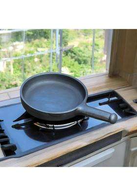 RAJENDER CLAY HANDICRAFT Mitti Black Clay Fry Pan | Handcrafted