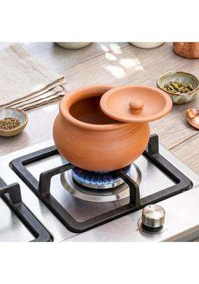 RAJENDER CLAY HANDICRAFT Mitti Handi Clay Pot for Cooking | 2 L | 2.1 Qt | Handcrafted