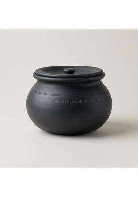 RAJENDER CLAY HANDICRAFT Black Mitti Handi | 5 L | 5.3 Qt | Non-Toxic | Handcrafted