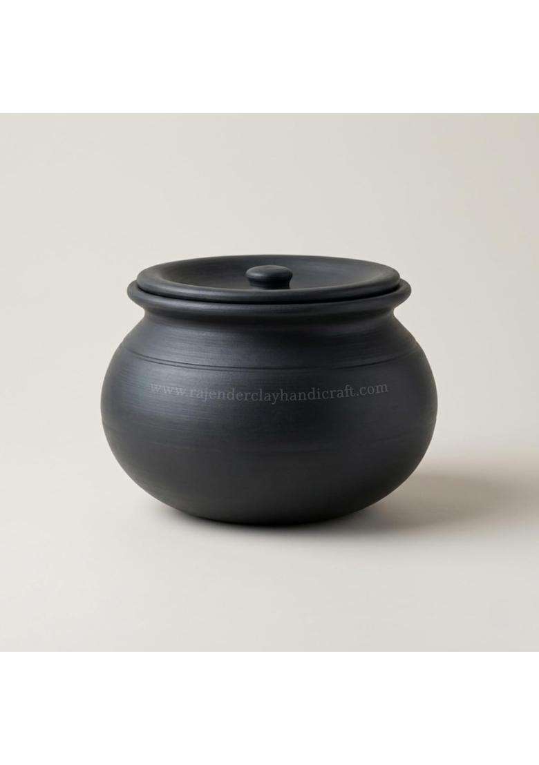 RAJENDER CLAY HANDICRAFT Black Mitti Handi | 5 L | 5.3 Qt | Non-Toxic | Handcrafted - Indya