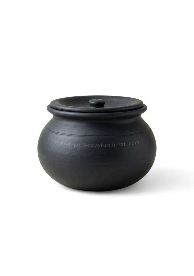 RAJENDER CLAY HANDICRAFT Black Mitti Handi | 5 L | 5.3 Qt | Non-Toxic | Handcrafted - Indya
