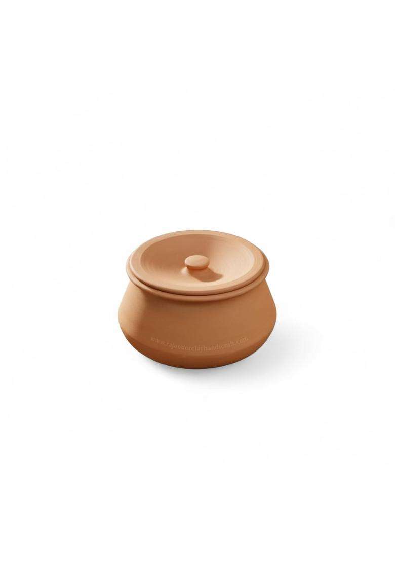 RAJENDER CLAY HANDICRAFT Mitti Desi Handi 100 Handmade Clay Cooking Pot | 2 L | 2.1 Qt - Indya