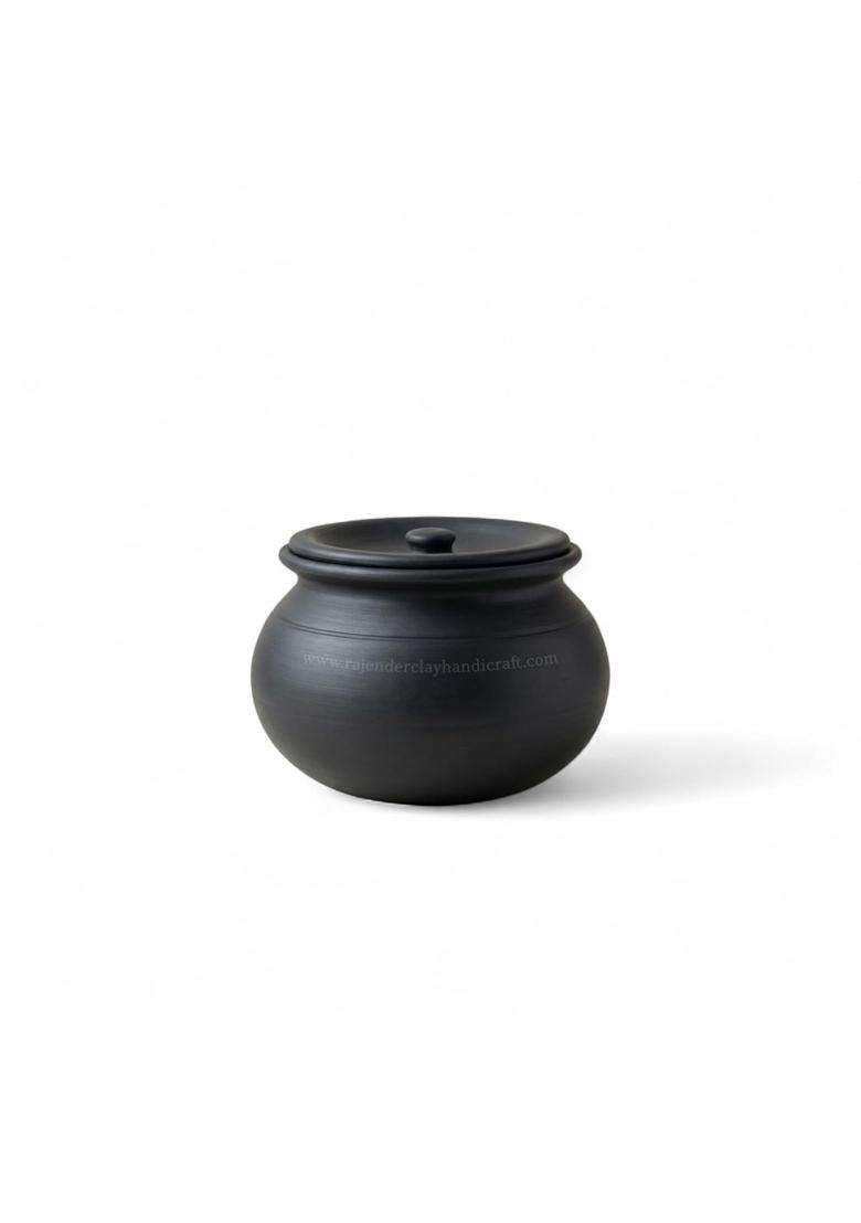 RAJENDER CLAY HANDICRAFT Black Mitti Handi for Cooking | Handcrafted - Indya
