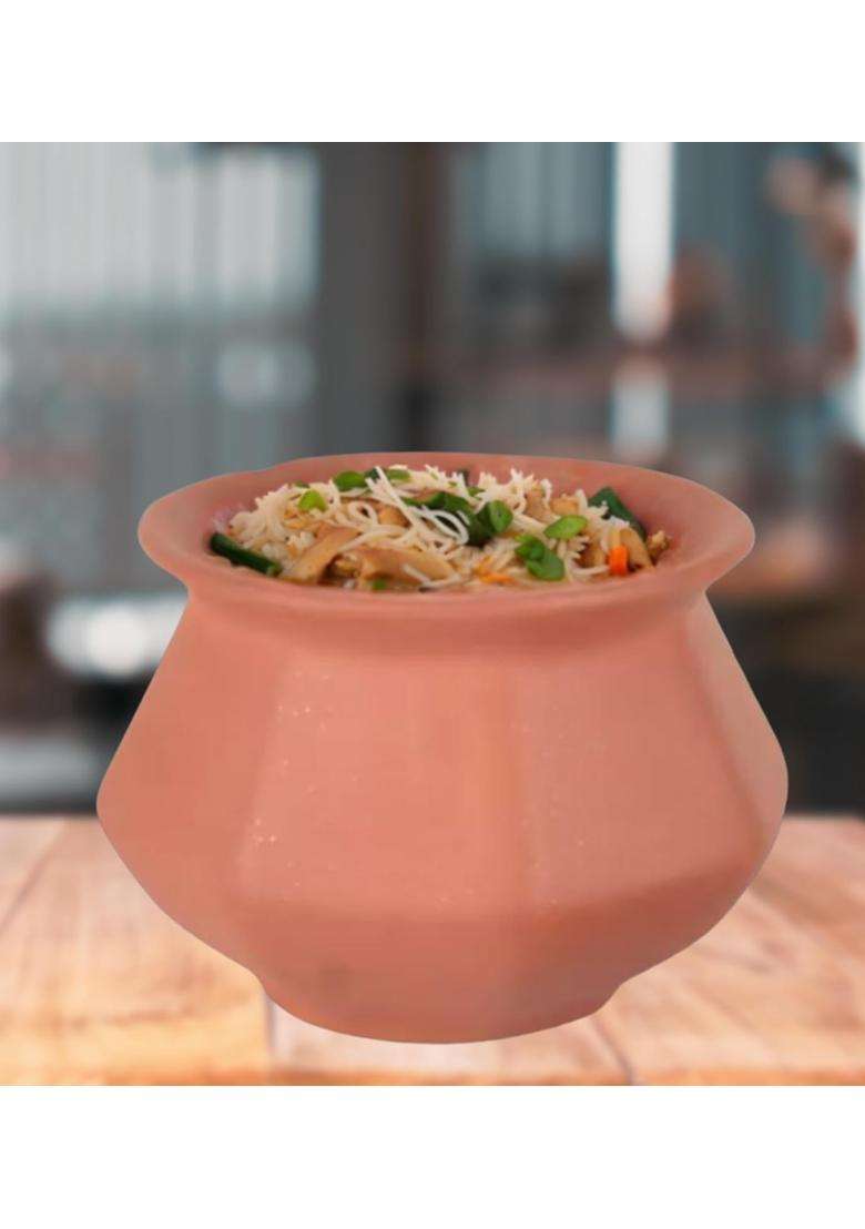 Terra Charms Clay Pot for Making Cooking and Serving Biryani Handi Biryani Pot Clay Handi for Kitchen | 1800 ml | 60.9 fl oz - Indya