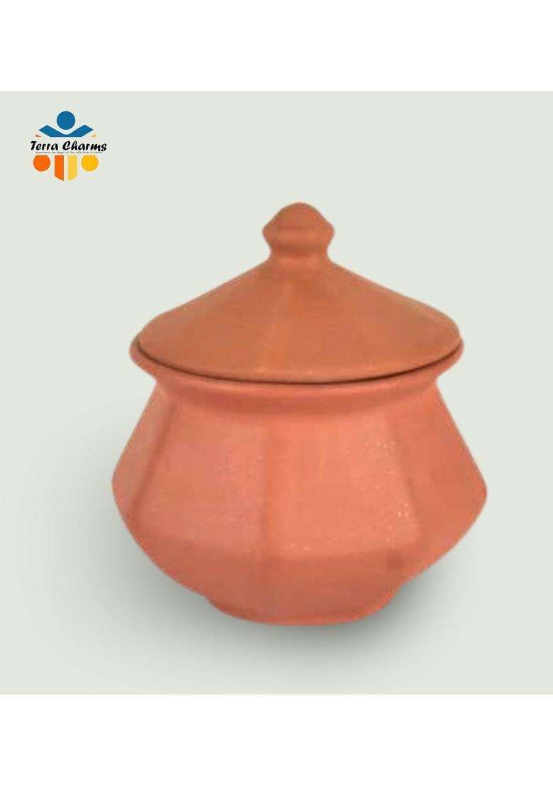 Terra Charms Clay Pot for Making Cooking and Serving Biryani Handi Biryani Pot Clay Handi for Kitchen | 1800 ml | 60.9 fl oz - Indya
