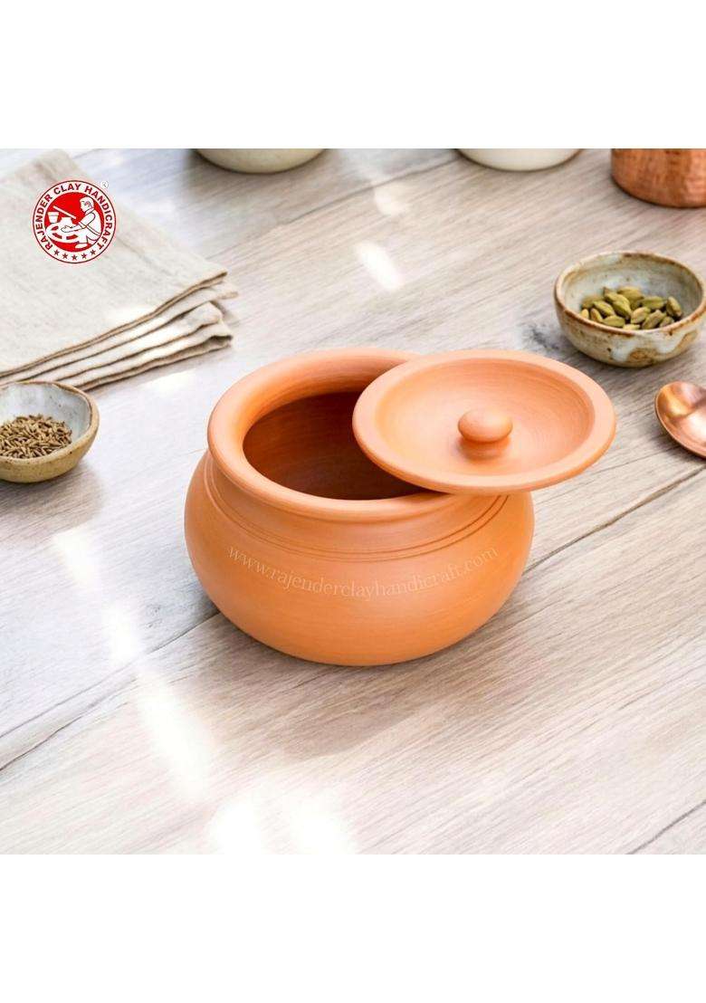 RAJENDER CLAY HANDICRAFT Mitti Handi Clay Pot for Cooking | 4 L | 4.2 Qt | Handcrafted - Indya