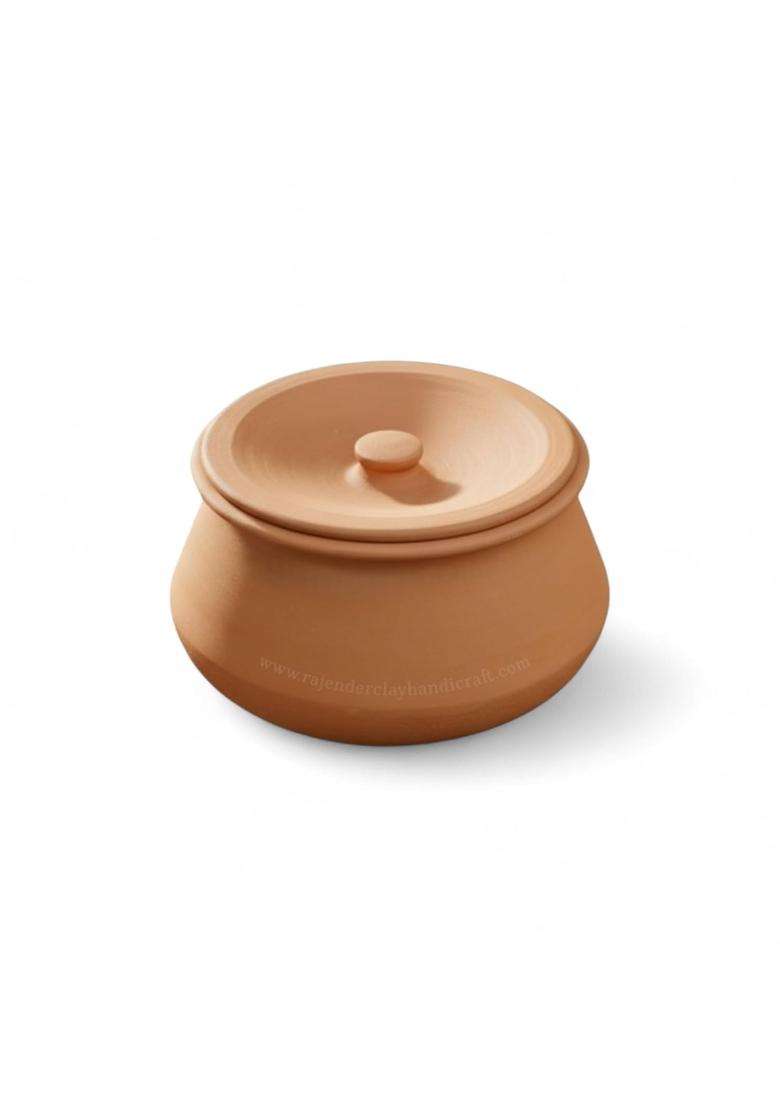 RAJENDER CLAY HANDICRAFT Mitti Desi Handi 100 Handmade Clay Cooking Pot | 4 L | 4.2 Qt - Indya