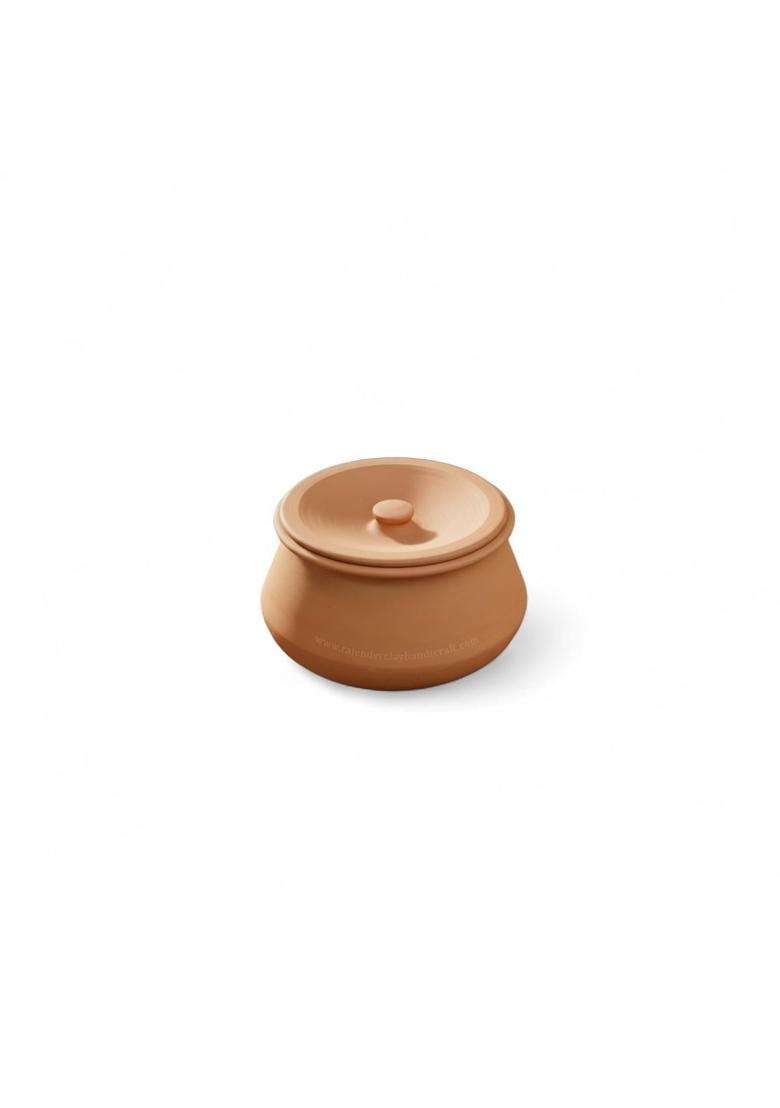 RAJENDER CLAY HANDICRAFT Mitti Desi Handi 100 Handmade Clay Cooking Pot | 1 L | 1.1 Qt - Indya