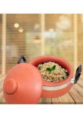 Terra Charms Terracotta Organic Clay Handi Cooking Pot for Biryani Cooking and Serving Handi | 2.5 L | 2.6 Qt