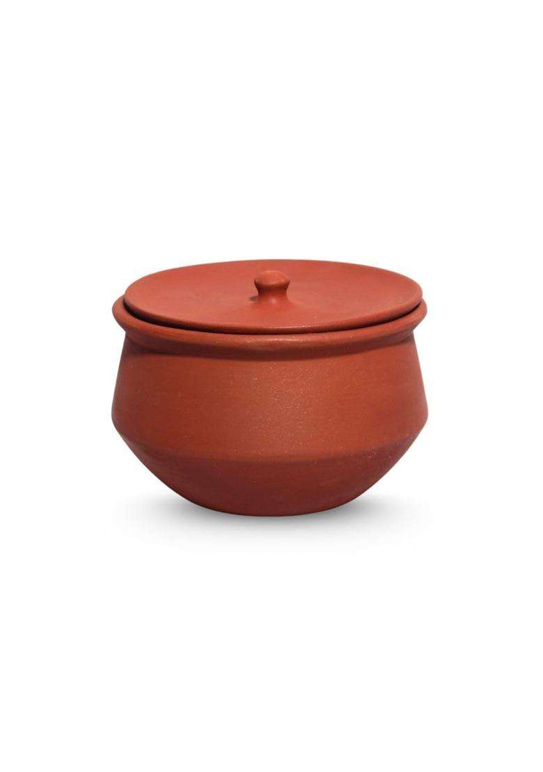 Terra Charms Clay Handi for Cooking with Lid | 1 L | 1.1 Qt | Handcrafted - Indya