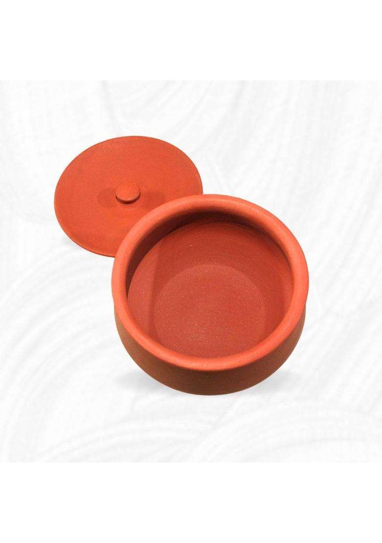 Terra Charms Clay Handi for Cooking with Lid | 1 L | 1.1 Qt | Handcrafted - Indya