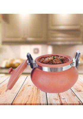 Terra Charms Terracotta Organic Clay Pot Cooking and Serving Biryani Handi Biryani Pot for Cooking | 1.5 L | 1.6 Qt | With Lid