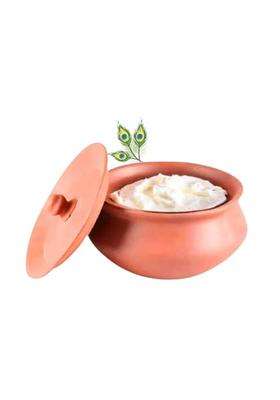 Terra Charms Pure Clay Handi with Lid | 1 L | 1.1 Qt | Lead Free | Unglazed