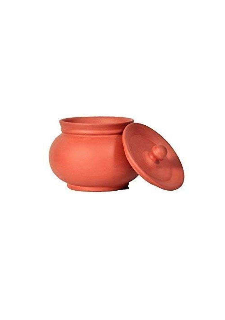 PALVIT CLAY ART GALLERY Palvit Clay Art Earthen Handmade and Cooking Curd and Sprouts Pot Dahi Dal | 1500 ml | 50.7 fl oz | With Lid - Indya