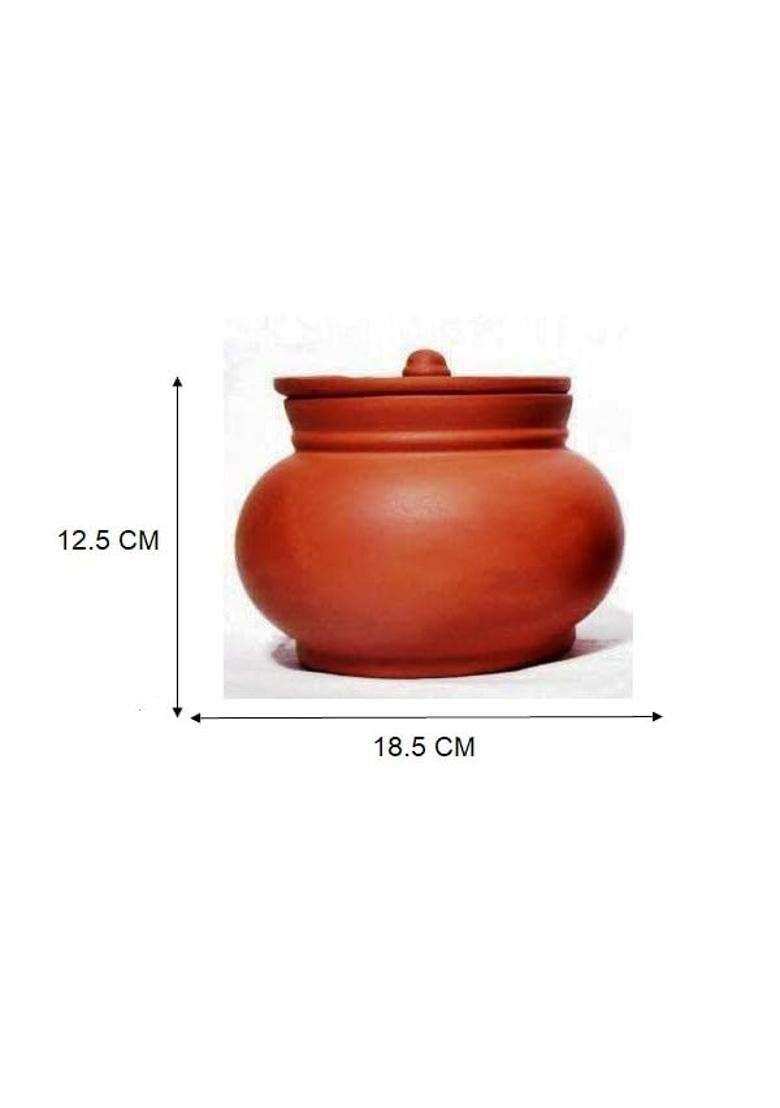 PALVIT CLAY ART GALLERY Palvit Clay Art Earthen Handmade and Cooking Curd and Sprouts Pot Dahi Dal | 1500 ml | 50.7 fl oz | With Lid - Indya