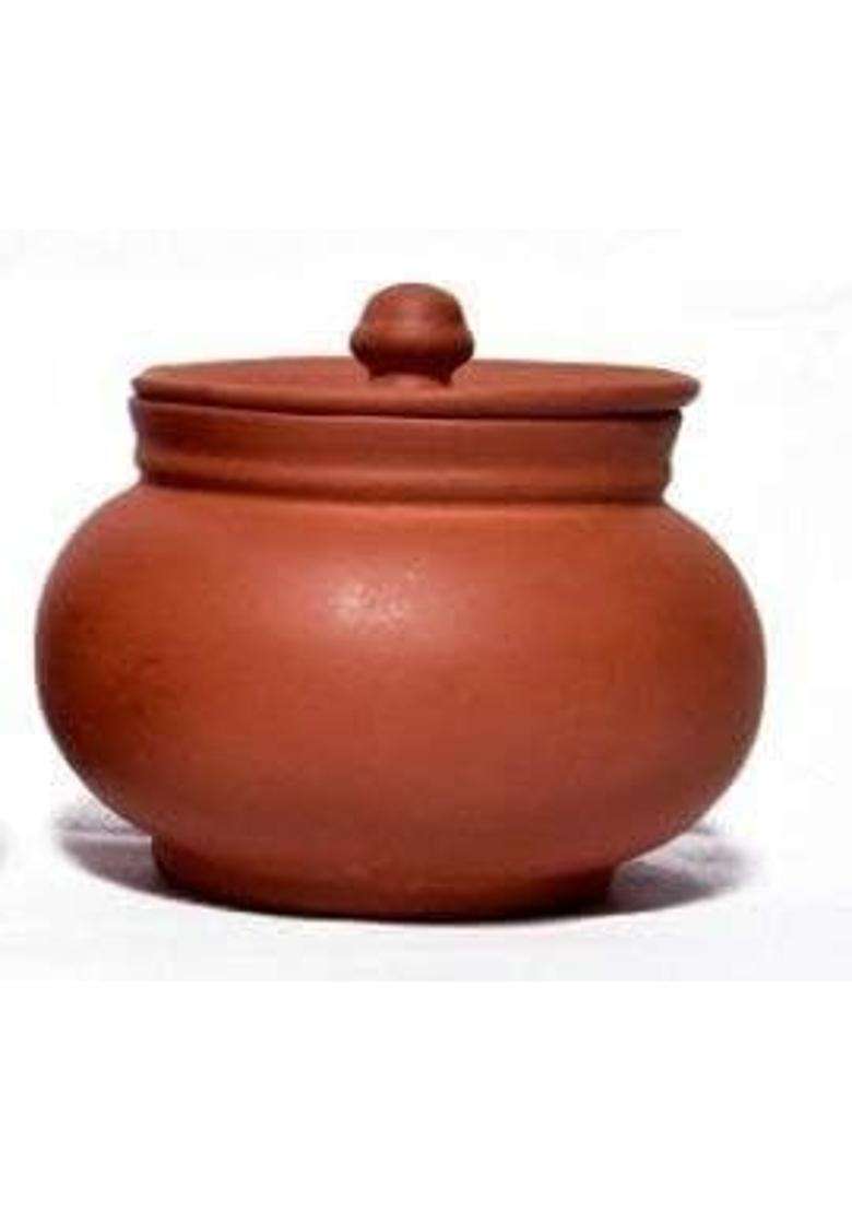 PALVIT CLAY ART GALLERY Palvit Clay Art Earthen Handmade and Cooking Curd and Sprouts Pot Dahi Dal | 500 ml | 16.9 fl oz | With Lid - Indya