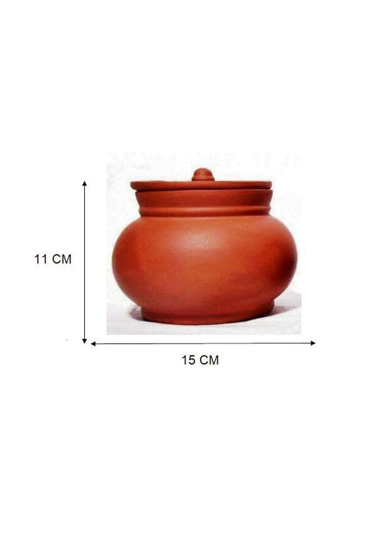 PALVIT CLAY ART GALLERY Palvit Clay Art Earthen Handmade and Cooking Curd and Sprouts Pot Dahi Dal | 1 L | 1.1 Qt | With Lid - Indya
